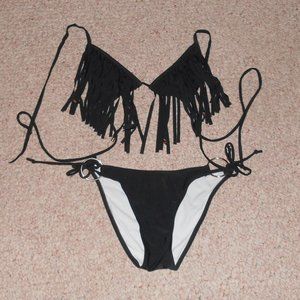 Black Fringed Bikini XL
